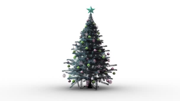 Πράσινο Κλαδιά Χριστουγεννιάτικο Δέντρο Αντίγραφο Χώρο Γκρι Φόντο Χριστουγεννιάτικη Χειμερινή — Αρχείο Βίντεο