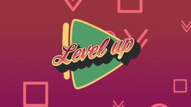 Şekiller üzerinde metin seviyesinin canlandırılması. Geçmişe dönük gelecek ve dijital arayüz kavramı dijital olarak oluşturulmuş video.