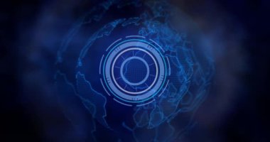 Dünya çapında tarama ve veri işleme alanlarının animasyonu. Küresel bilgisayar veri işleme ve dijital arayüz konsepti dijital olarak oluşturulmuş video.