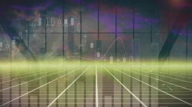 Parmak izi animasyonu, kalkandaki asma kilit, birden fazla grafik, soyut arkaplan üzerindeki ızgara deseni. Dijital olarak üretilmiş, hologram, biyometrik, güvenlik, rapor, finans ve teknoloji kavramı