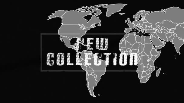 Анімація Нової Колекції Площі Над Картою Чорному Тлі Цифрове Створення — стокове відео