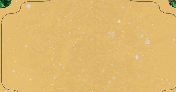 Анимация Рождественской Вывески Копировальным Пространством Декорациями Падающим Красный Фон Снегом — стоковое видео