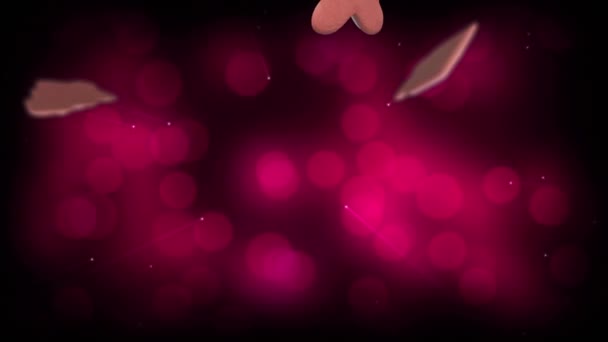 Animacja Świątecznych Piernikowych Ciasteczek Nad Różowymi Lampkami Tle Boże Narodzenie — Wideo stockowe