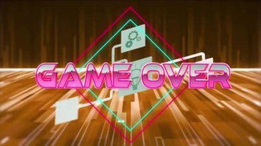 Oyunun animasyonu siyah arkaplan üzerindeki bağlantı ve şekiller ağı üzerinden metin üzerinde. Sosyal medya ve dijital arayüz konsepti dijital olarak oluşturulmuş video