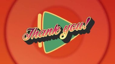 Animation of thank you text over shapes. Retro future and digital interface concept digitally generated video.