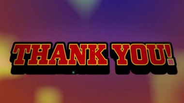 Gradyan arkaplana karşı soyut desenli teşekkür metninin canlandırması. Dijital olarak üretilmiş, hologram, elektrik, vektör, ifade, minnettarlık, tasarım ve teknoloji kavramı.