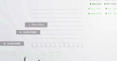 Beyaz arka planda veri işleme animasyonu. Küresel iş, finans ve dijital arayüz kavramı dijital olarak oluşturulmuş video.