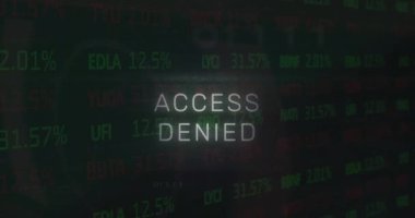 Erişim engellenmiş metin, x sembolü, ikili kodlar, devre kartı dokusu. Dijital olarak üretilmiş, hologram, güvenlik, kilit, kodlama, borsa ve teknoloji konsepti