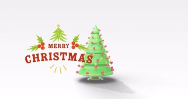 Yılbaşı kutlamalarının animasyonu Noel ağaçlarının üzerinden mesaj atıyor. Noel, şenlik, kutlama ve gelenek konsepti dijital olarak oluşturuldu.