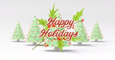 Yılbaşı kutlamalarının animasyonu Noel ağaçlarının üzerinden mesaj atıyor. Noel, şenlik, kutlama ve gelenek konsepti dijital olarak oluşturuldu.