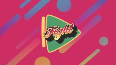 Dövüş metninin animasyonu ve pembe arka plandaki satırlar. Geçmişe dönük gelecek ve dijital arayüz kavramı dijital olarak oluşturulmuş video.