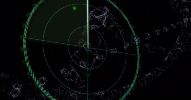 Анімація Падаючих Піктограм Сканування Області Темному Фоні Глобальна Концепція Обробки — стокове відео