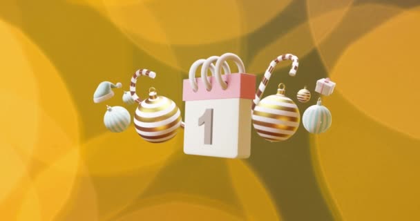 Animazione Del Calendario Con Data Numerica Decorazioni Natalizie Natale Festa — Video Stock