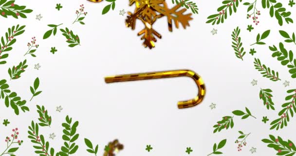 Animace Vánoční Cukroví Hole Sníh Padající Bílém Pozadí Vánoce Slavnost — Stock video
