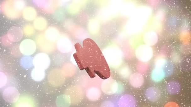 Анимация Рождественского Снеговика Пряники Печенье Над Снегом Падения Bokeh Огни — стоковое видео
