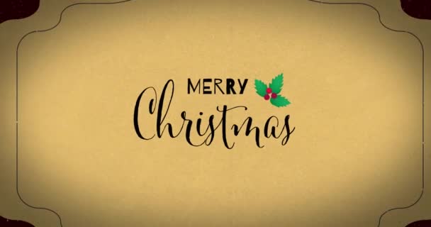 Анимация Рождественских Поздравлений Текст Оформлением Красном Фоне Рождество Праздник Праздник — стоковое видео
