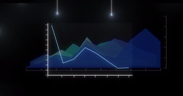 Animace Světelných Stop Přes Zpracování Dat Černém Pozadí Globální Finance — Stock video
