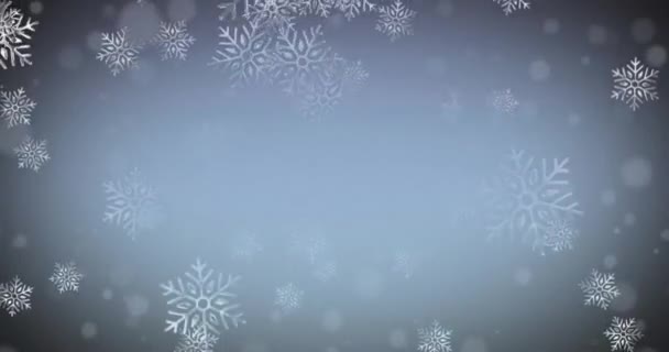 Animacja Świątecznego Śniegu Padającego Szare Tło Boże Narodzenie Uroczystość Uroczystość — Wideo stockowe