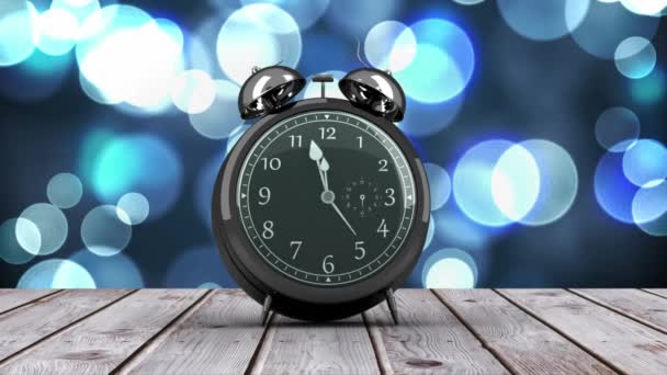 Animação Digital Relógio Alarme Contando Até Meia Noite Para Ano — Vídeo de Stock
