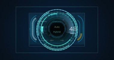 Kapsamlı tarama ve kara arkaplanda veri işleme animasyonu. Dijital olarak oluşturulan küresel finansman, bilgisayar ve dijital arayüz kavramı.