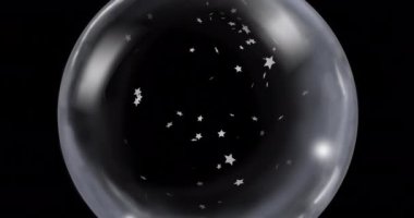 Kara zemine kar yağan Noel kar küresinin animasyonu. Noel, şenlik, gelenek ve kutlama konsepti dijital olarak oluşturuldu.
