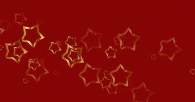Yılbaşı kutlamalarının animasyonu kırmızı arka planda noel yıldızları üzerinden mesajlaşıyor. Noel, gelenek, kutlama ve şenlik kavramı dijital olarak oluşturuldu.