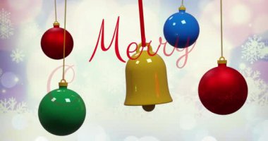 Yılbaşı kutlamalarının animasyonu Noel süsleri ve kar yağışlarıyla ilgili mesajlar. Noel, şenlik, kutlama ve gelenek konsepti dijital olarak oluşturuldu.