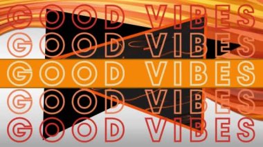 İyi titreşimlerin animasyonu siyah arkaplan üzerinde metin ve şekiller. Geçmişe dönük gelecek ve dijital arayüz kavramı dijital olarak oluşturulmuş video.