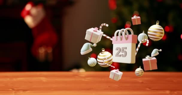 Animation Calendrier Avec Numéro Date Décorations Noël Noel Fête Tradition — Video