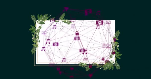 在黑暗背景下动画连接和屏幕的网络 全球科学数据处理概念数字视频生成 — 图库视频影像