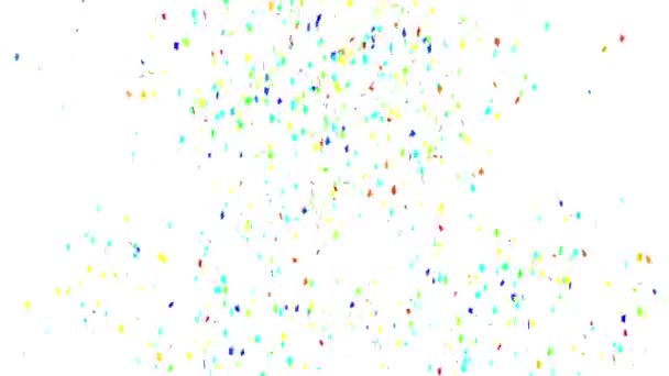 Animatie Van Veelkleurige Confetti Die Tegen Een Witte Achtergrond Valt — Stockvideo