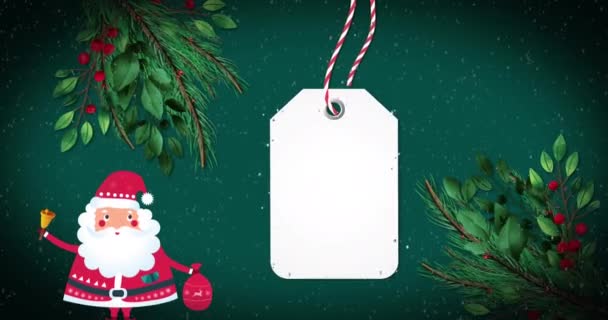 Fotokopi Alanı Noel Baba Yeşil Zemine Yağan Karın Olduğu Bir — Stok video