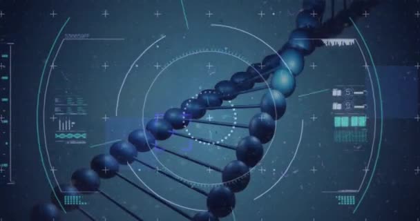 Animación Del Escaneo Del Visor Sobre Hebra Adn Concepto Ciencia — Vídeo de stock