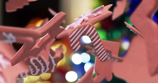 Animacja Świątecznych Piernikowych Ciasteczek Nad Świątecznym Kominkiem Boże Narodzenie Uroczystość — Wideo stockowe