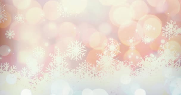 Animación Saludos Año Nuevo Texto Sobre Copos Nieve Focos Víspera — Vídeos de Stock