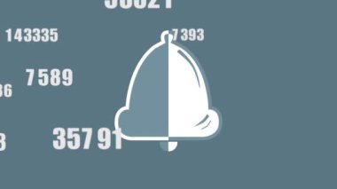 Gri arka planda çan üzerinde veri işleme animasyonu. Küresel iş, sosyal medya ve dijital arayüz kavramı dijital olarak oluşturulmuş video.