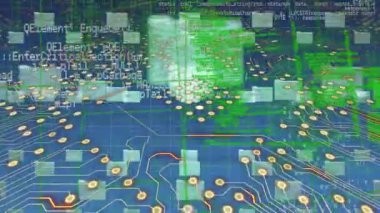 Güvenlik kilidi simgesi ve veri işleme üzerinde mikroişlemci bağlantılarının animasyonu. Siber güvenlik ve iş teknolojisi kavramı