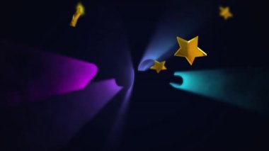 Siyah zemin üzerine düşen altın yıldızlarla ilgili 2023 metnin animasyonu. Yeni yıl arifesi, noel, şenlik, kutlama ve geleneksel konsept dijital olarak oluşturulmuş video.