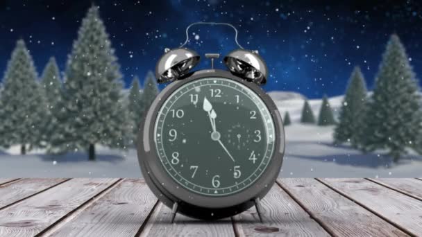 Animação Digital Relógio Alarme Contando Até Meia Noite Para Ano — Vídeo de Stock