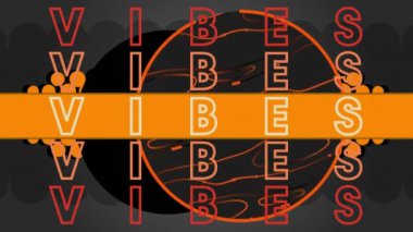 Siyah arkaplanda titreşimlerin, metin ve şekillerin canlandırılması. Geçmişe dönük gelecek ve dijital arayüz kavramı dijital olarak oluşturulmuş video.