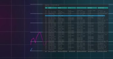 Mavi arkaplanda veri işleme animasyonu. Küresel iş, finans ve dijital arayüz kavramı dijital olarak oluşturulmuş video.