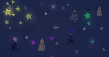 Yılbaşı animasyonu ve yeni yıl tebrikleri Noel süslemeleri üzerine mesajlar. Yeni yıl arifesi, Noel, gelenek, kutlama ve şenlik konsepti dijital olarak oluşturuldu.