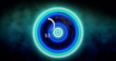 Dünya çapında tarama ve veri işleme alanlarının animasyonu. Küresel bilgisayar veri işleme ve dijital arayüz konsepti dijital olarak oluşturulmuş video.