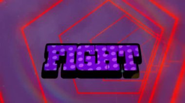 Renkli arka plan üzerine dövüş metninin animasyonu. Küresel veri işleme ve bağlantılar konsepti dijital olarak oluşturulmuş video.