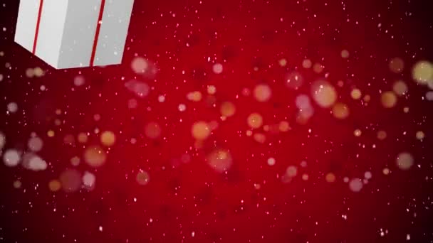 Animação Presentes Natal Neve Caindo Sobre Fundo Vermelho Natal Inverno — Vídeo de Stock