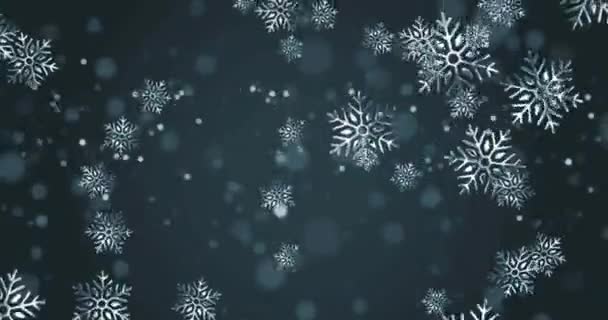 Animación Muñeco Nieve Nieve Navideña Cayendo Sobre Fondo Gris Navidad — Vídeos de Stock