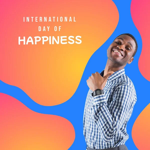 아프리카 미국인 남자에 국제적 행복의 국제적 행복의 그리고 디지털로 만들어 — 스톡 사진