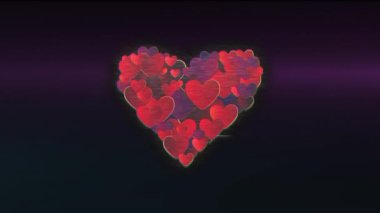 Işık yollarının üzerinde kalp ikonlarının canlandırılması. Sosyal medya ve dijital arayüz konsepti dijital olarak oluşturulmuş video.