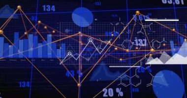 Şekiller üzerinde veri işleme animasyonu. küresel iş ve dijital arayüz kavramı dijital olarak oluşturulmuş video.