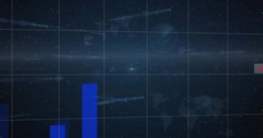 Dünya haritası üzerinde veri işleme animasyonu. küresel iş ve dijital arayüz kavramı dijital olarak oluşturulmuş video.